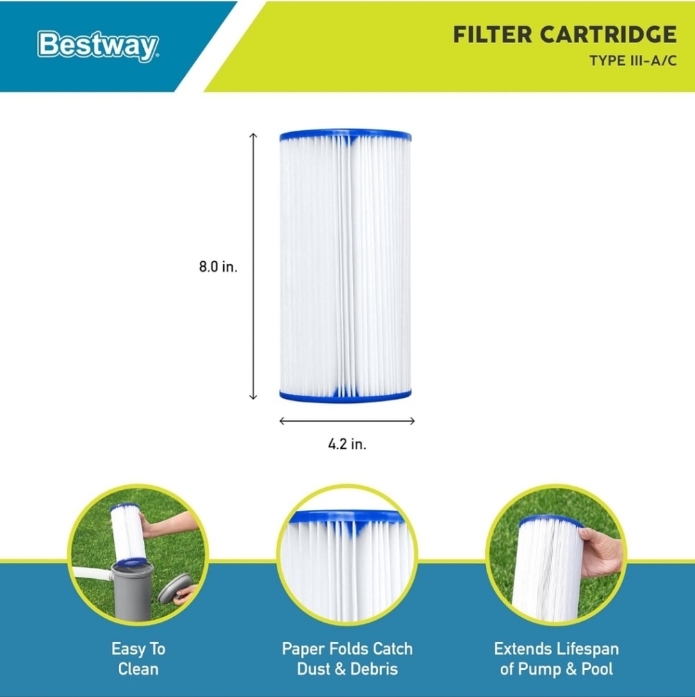 4.2 x 8 Inch Type III-A/C Filter Cartridge for Outdoor Swimming Pool Filter